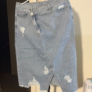 Zara Blue Asymmetrical Pencil Skirt